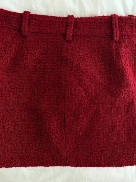 Zara Red Textured Tweed Matching Set / Jacket + Mini Skirt (never worn) - Picture 4 of 9